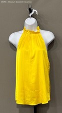 White House Black Market Sunshine Solid Ruffle Halter Top Size 2