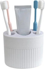 Toothbrush Holder Bathroom Toothpaste Stand Organizer Freestanding White