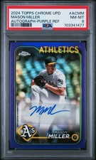 2024 TOPPS CHROME UPD MASON MILLER #ACMM PURPLE REFRACTOR AUTO /250 PSA 8