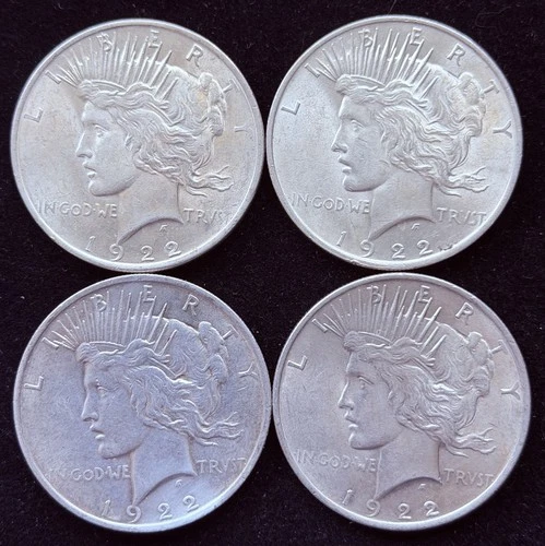 Lot of (4) 1922-P $1 Peace Silver Dollars Uncirculated