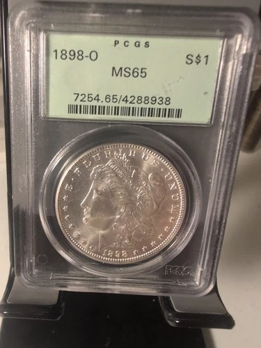 1898 O Morgan Silver Dollar PCGS MS 65 in old style green label holder