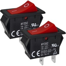 2Pcs HY35C Push Button Switch - ON-Off 2-Pin AC 125/250V 16/12A Rocker Switch...