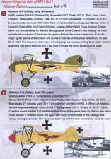 Calcomanías a escala impresas 1/72 AUSTRO HÚNGARO ASES DE LA PRIMERA GUERRA MUNDIAL Albatros D.III Fighters