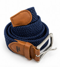 NEW JOHNNIE-O MENS NAVY BLUE WAXED COTTON STRETCH BELT GOLF SZ L