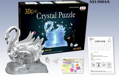 Kreatives 3D Kristall Schwan Puzzle LED Licht Dekoration 45 Teile Bausteine