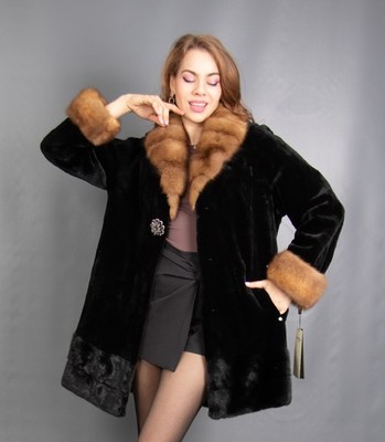 9373 NEW GLAMOROUS REAL SHEARED MINK COAT RUSSIAN SABLE FUR BEAUTIFUL SIZE M