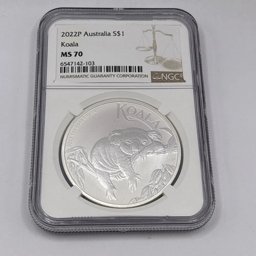 2022 P Australia $1 Koala Silver Dollar NGC MS70