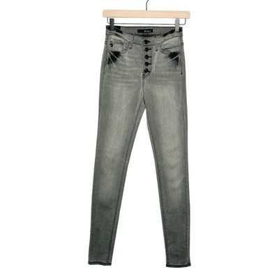 Kancan High Rise Button Fly Grey Denim Skinny Jeans 25