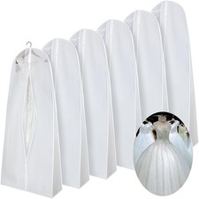 6 Pack Wedding Dress Garment Bags 71'' Dress Bags for Gowns Long with 9" Gussete
