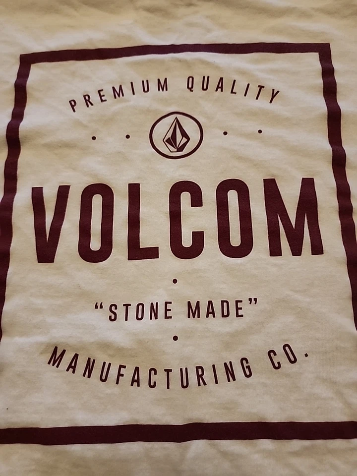 Volcom Premium Quality T-Shirt Men XL White Burgundy Graphic Skater Box Logo - Image 2 of 4