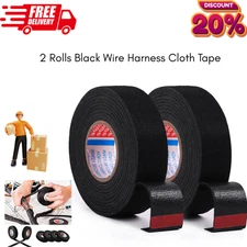 2 Rolls Black Wire Harness Cloth Tape, (Width: 15mm, Length: 50Ft) Free Shipping