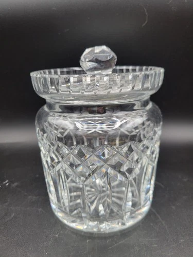 Vintage Waterford Crystal LISMORE Biscuit Jar Canister 7” Marked