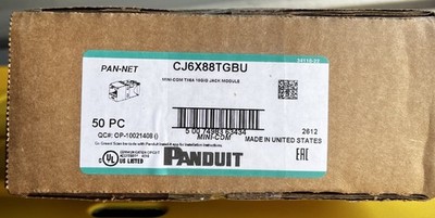Panduit CJ6X88TGBU Cat6a 10 Gig Mini-Com Jack, Blue (Listing Is For 1 Box Of 50)
