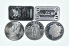 Lot 5 VINTAGE 1 Oz Silver Bars/Rounds Art Bars Collection Poured .999 *378