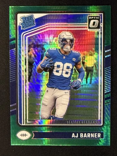 2024 Panini Donruss Optic - Rated Rookie AJ Barner #204 Green Hyper Prizm (RC)
