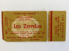 Led Zeppelin Ticket and Stub Tampa Stadium 1973