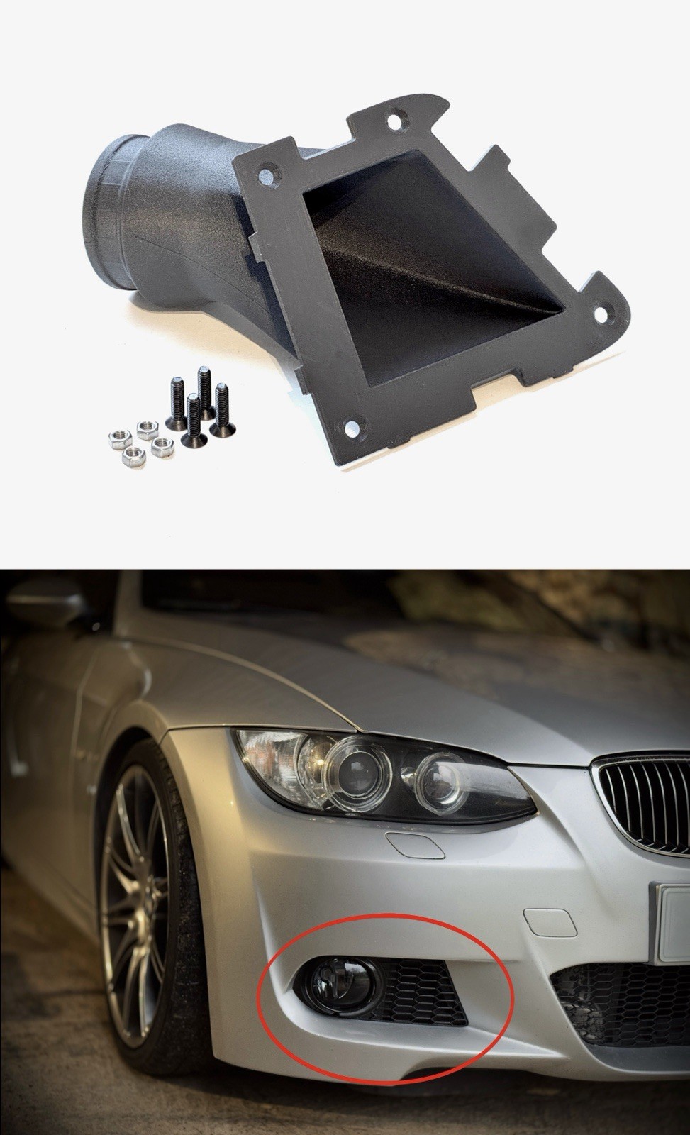 Air Scoop BMW E92/93 en carbone véritable pour une finition esthétique premium