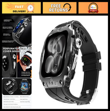 Rugged Protective Case  Soft Silicone Strap for Apple Watch 11/10, 46mm - Black