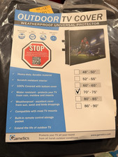 Garnetics 70-75in Outdoor TV Cover Weatherproof UV Scratch Resistant Black