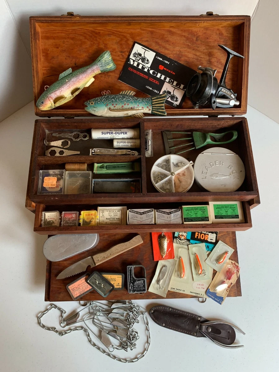 Vintage Hoffman Tackle Box Lot loaded with fishing items