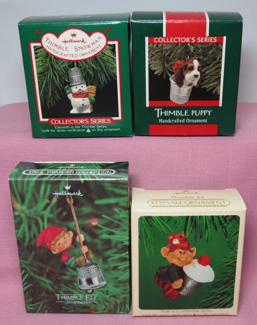 7 Hallmark Thimble Series Lot Soldier/Elf/Santa/Drummer/Snowman/Puppy