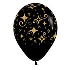 Birthday Party Supplies Golden Diamonds Black Latex Balloons 12 Pack Graduation