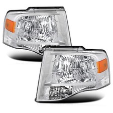 For 2007-2014 Ford Expedition Chrome Housing Amber Corner Headlight Used