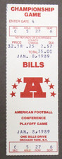 January 1989 BUFFALO BILLS AFC Conference Championship Game NFL  football Ticket