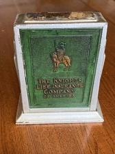 VINTAGE  KNIGHTS LIFE INSURANCE PROMO ADVERTISING  SAVINGS BANK  ART DECO NO KEY