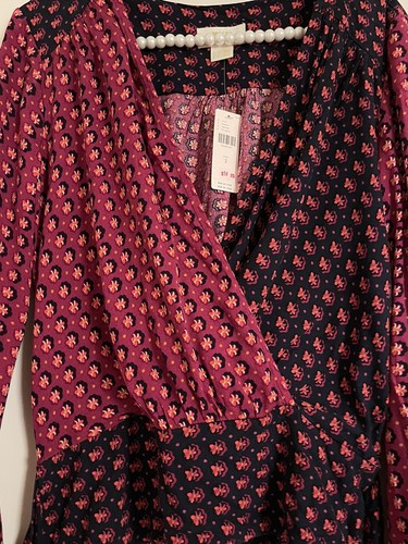 New! 2 Anthropologie Maeve Red Floral Wrap "Lisa Puff-Sleeved Blouse " Top - Picture 8 of 10
