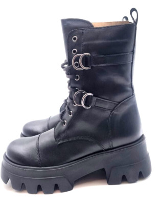 Schuhe Stiefel Damen Gianni Renzi Schnürer Nappaleder Kalbs schwarz