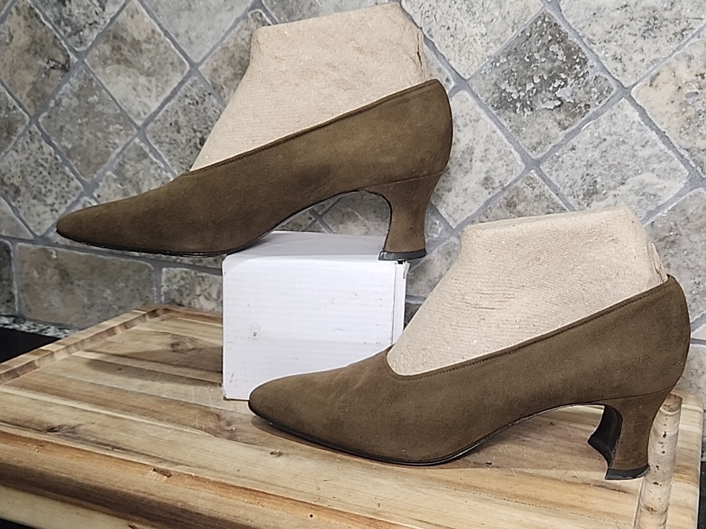 Scarpe decolte Yves Saint Laurent donna tacco medio 2" pelle vintage taglia 7 M