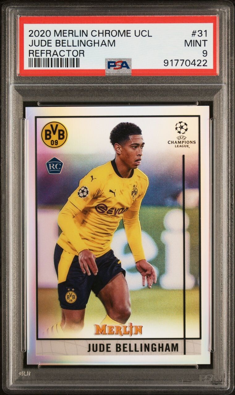 Jude Bellingham 2020 Topps Merlin Chrome UCL Refractor Rookie #31 PSA 9 POP 165