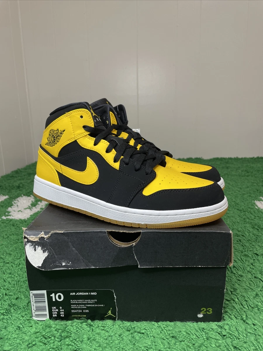 Men's Nike Air Jordan 1 Mid New Love 2017 Black Yellow White Size 10 554724-035