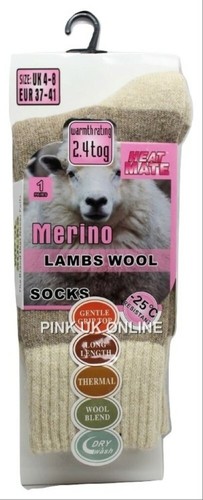 New Ladies Merino Lambs Wool Socks Soft Warm 2.4 Tog Thermal Winter 1,3,6 Pack - Picture 5 of 10