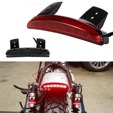 Plastic 8 LED Motorcycle Rear Stop Brake Tail Light Red Lens For Bobber Custom