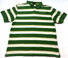 John Deere Short Sleeve Men Large Stripe Polo Shirt Embroidered Logo 100 Cotton