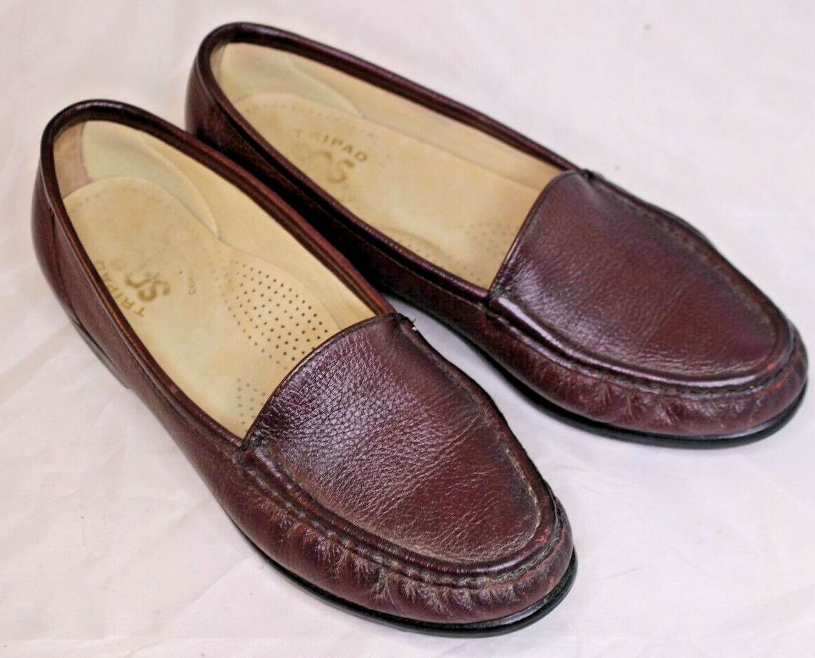 Sas Tripad Comfort Womens Brown Pebbled Leather Loafers Slip 