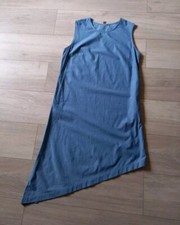 Chambray Denim Blue Cotton Mix Tunic Dress Pockets Holiday Casual Retro UK12