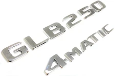 #2 CHROME GLB250 + 4MATIC REPLACEMENT FOR MERCEDES REAR TRUNK EMBLEM BADGE DECAL