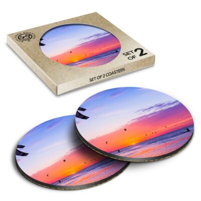 2 x Box Runde Untersetzer - Drachen Surfen Sonnenuntergang Strand #2474