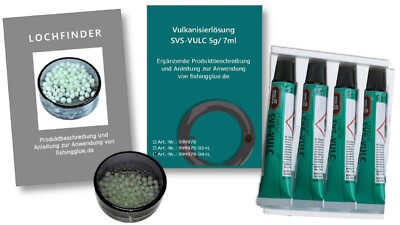 4 Stück Vulkanisierlösung SVS-VULC 5g/ 7ml- Lochfinder- Set; Fahrrad-Flickzeug