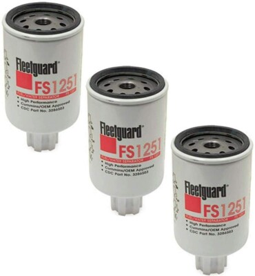 FS1251 Fleetguard Cummins Fuel Filter/Water Separator (Pack of 3)