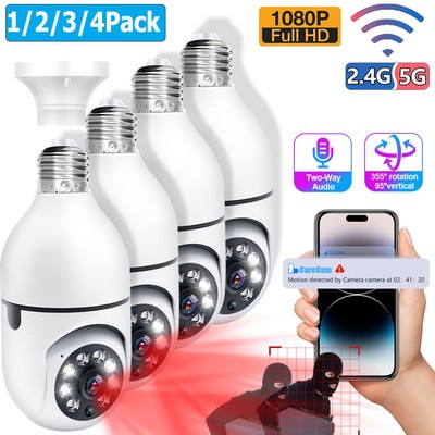 360° 1080P IP E27 Light Bulb Camera Wi-Fi Wireless Smart Home Security IR Night