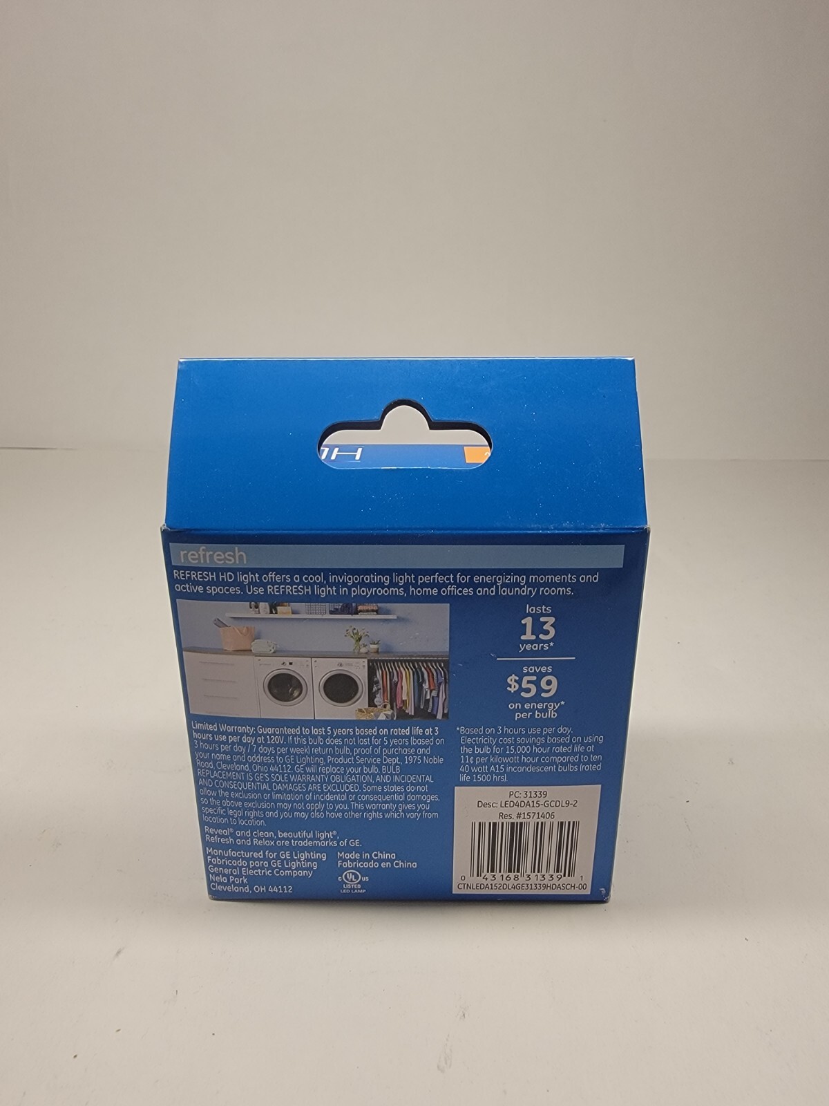 GE Lighting Refresh HD LED Daylight Bulb A15 Clear 4 Watt Replaces 40