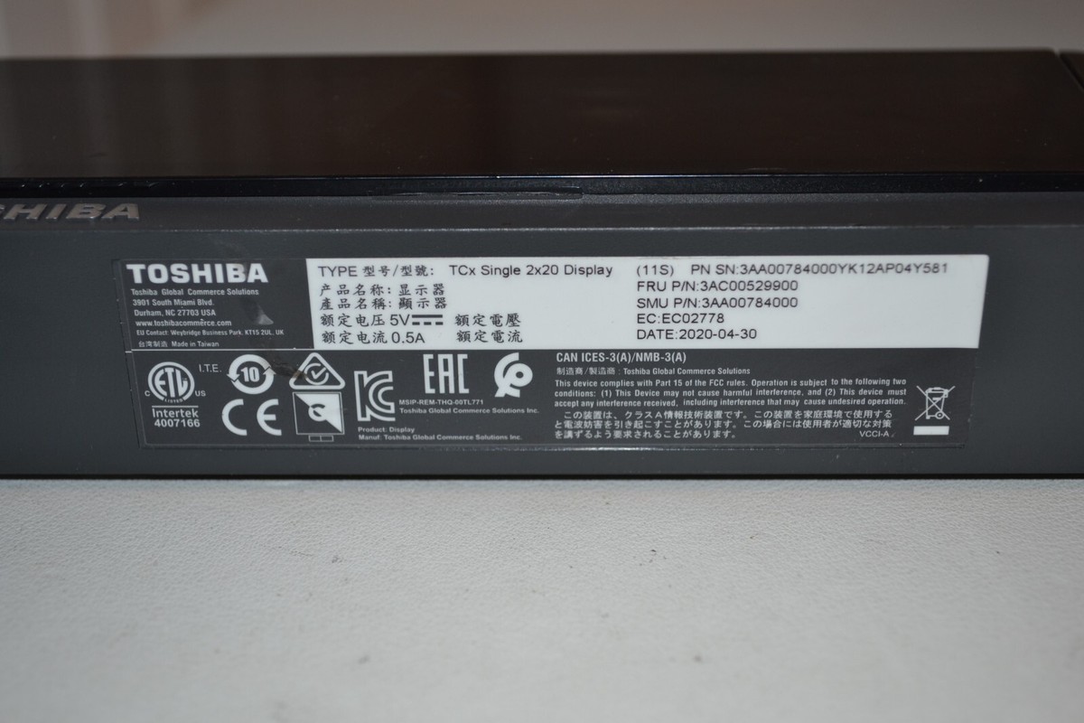 Toshiba TCx Single 2x20 Display PN 3AA00784000 | eBay
