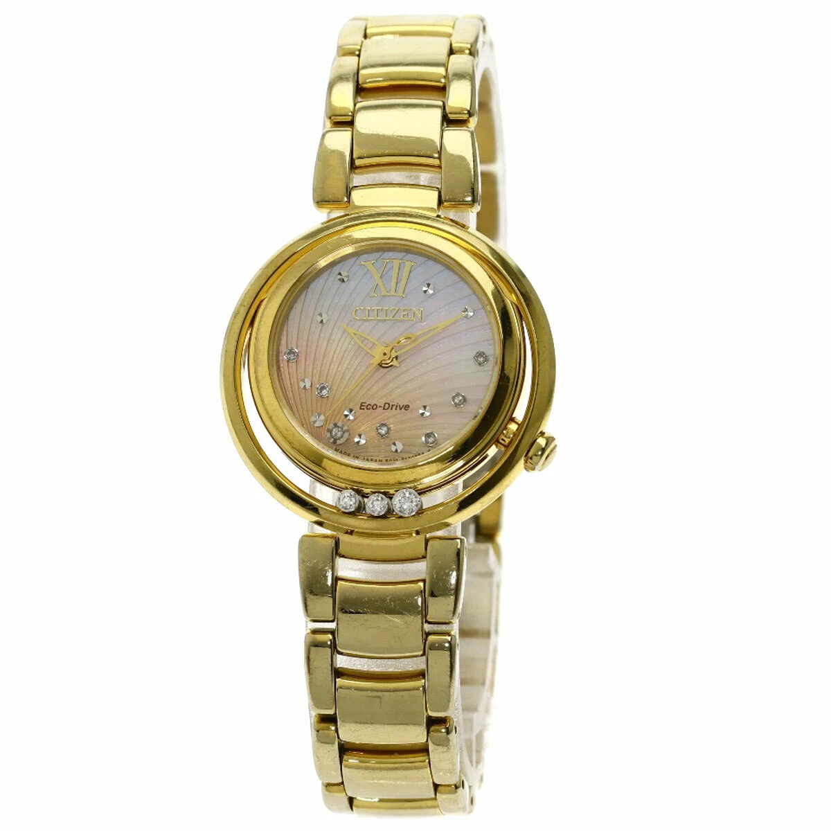 CITIZEN L Eco Drive Diamond Watches E031-S094585 Gold Plated/Gold