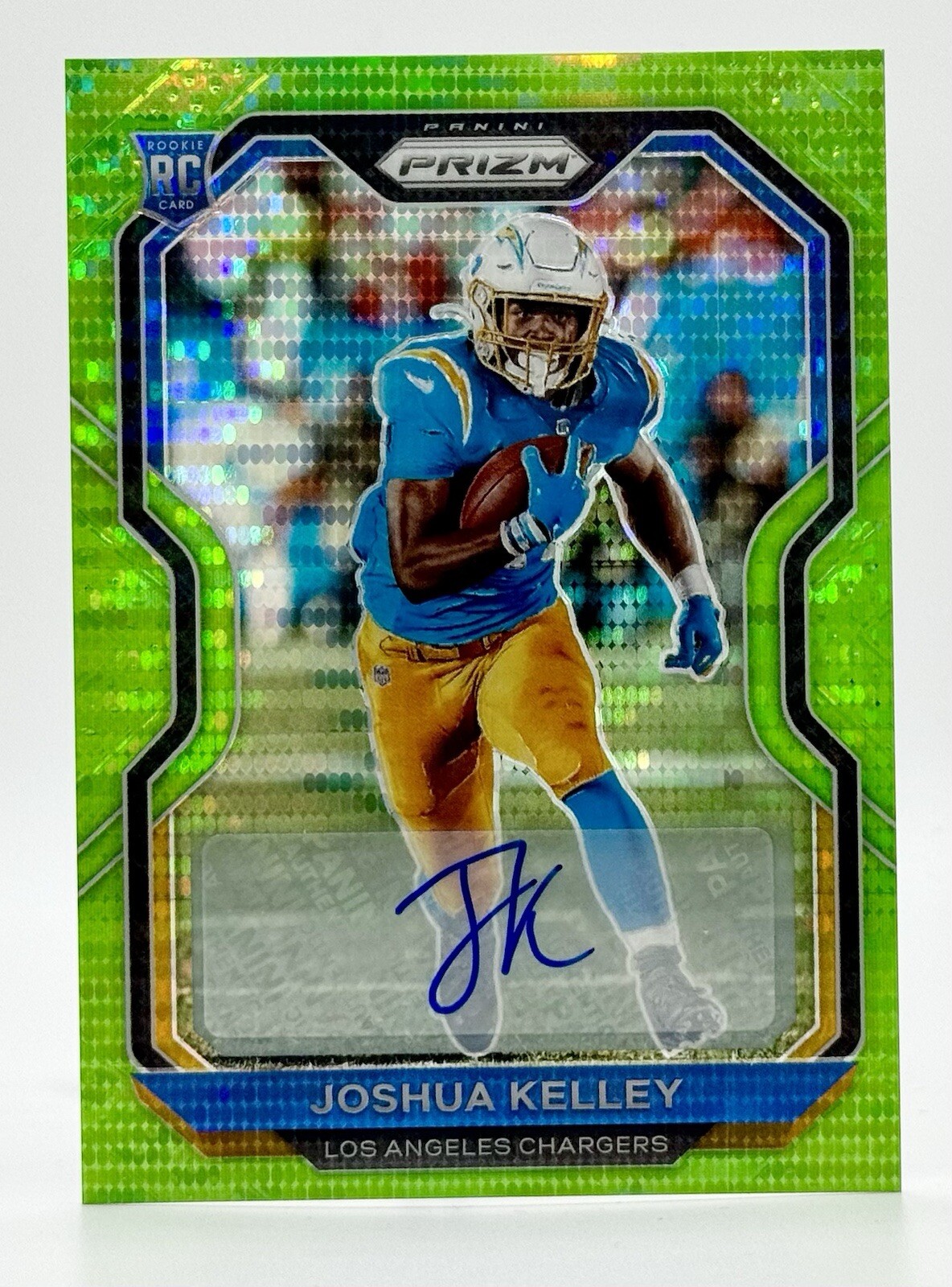 2020 Prizm Neon Green Pulsar #326 Joshua Kelley RC Auto Los Angeles Chargers