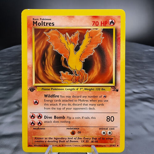 Pokemon Fossil Set Moltres (27) - Rare 27/62 Card - Collectible Trading Card Gam - 第 1/4 張圖片