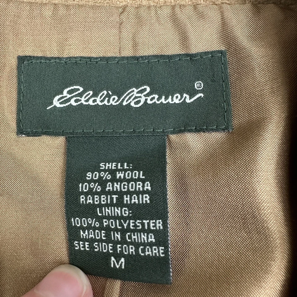 Eddie Bauer Wool Angora Rabbit Hair Coat Jacket Women Medium Brown - Image 4 of 4